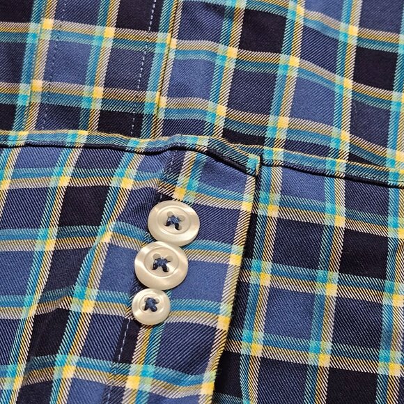 Mens Duluth Trading Co. Blue Plaid Long Sleeve Button-Down Shirt Cotton Blend Cl - Picture 16 of 16